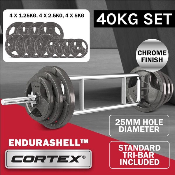CORTEX 40kg Tri Bar Standard Weight Set 25mm