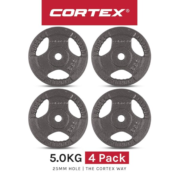 CORTEX 5kg Tri-Grip Standard Plates 25mm (Set of 4)