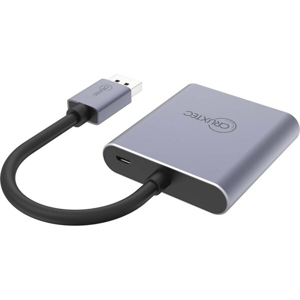 Cruxtec DisplayPort to Dual HDMI 4K Portable Compact Hub Input Adapter Grey