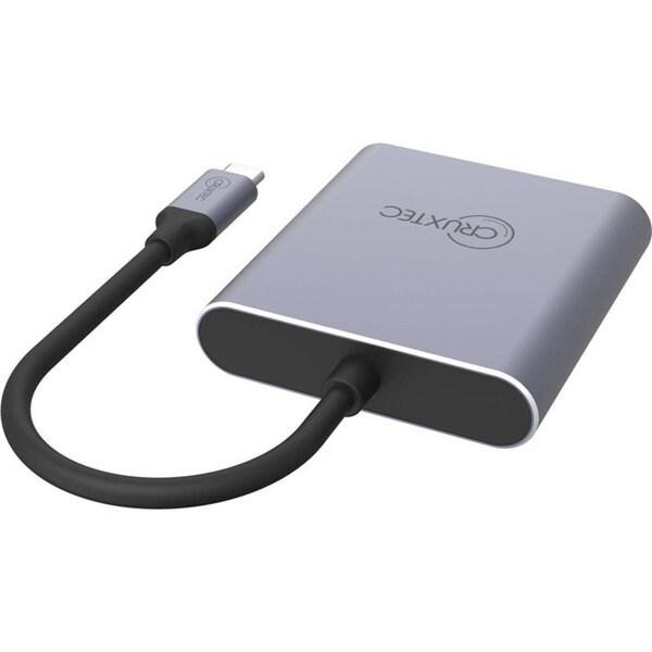 Cruxtec USB-C to Dual HDMI 4K Output Portable Compact Hub Adapter Grey