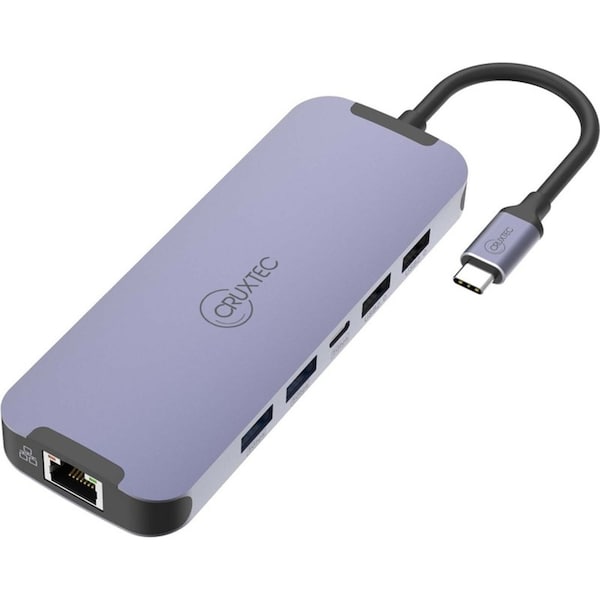 Cruxtec Universal 10-in-1 USB-C to Dual HDMI Compact Mini Dock Adapter Grey