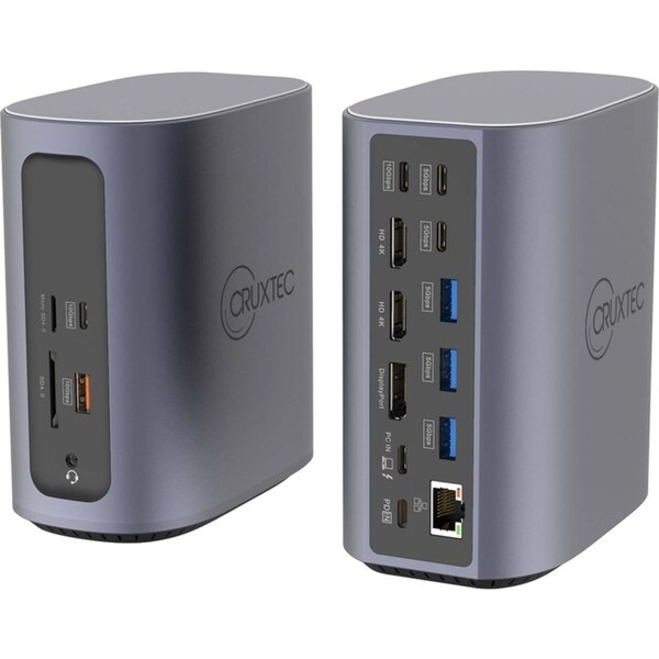 Cruxtec Universal 17-in-1 USB-C Multifunctional Docking Station Hub Grey