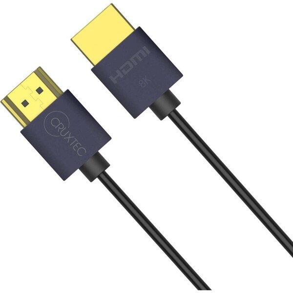 Cruxtec Ultra-Thin HDMI 2.1 8K Male to Male Portable Cable Cord 1.5m Black