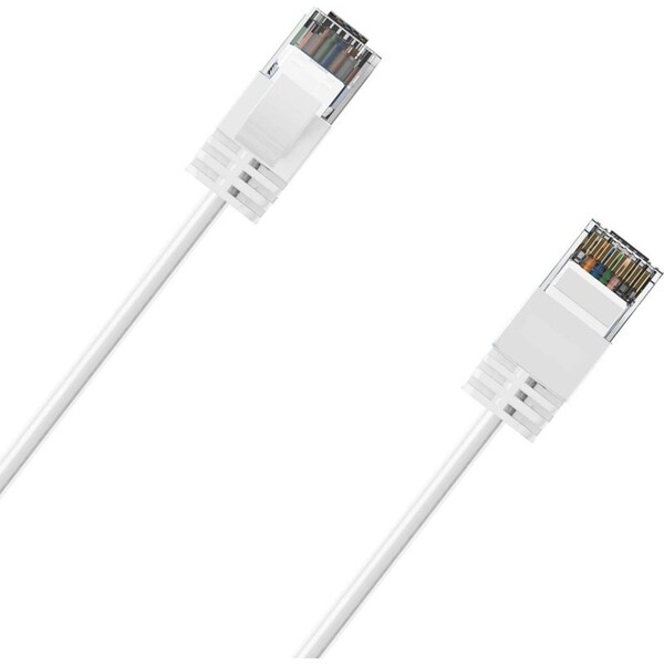 Cruxtec Ultra-Thin CAT6A U/UTP Ethernet Compact LAN Cable Cord 15m White