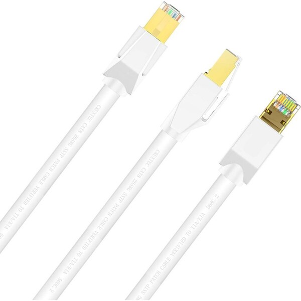 Cruxtec CAT8 40GbE SF/FTP Triple Shielding PoE Ethernet Cable 5m White