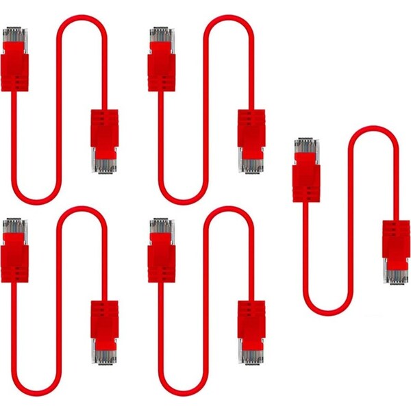 5x Cruxtec Universal Ultra-Thin CAT6A U/UTP Ethernet LAN Cable Cord 1m Red