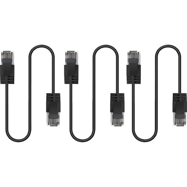3x Cruxtec Ultra-Thin CAT6A U/UTP Ethernet Compact LAN Cable Cord 5m Black