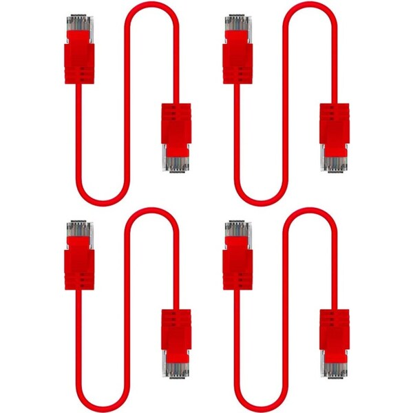 4x Cruxtec Universal Ultra-Thin CAT6A U/UTP Ethernet LAN Cable Cord 3m Red