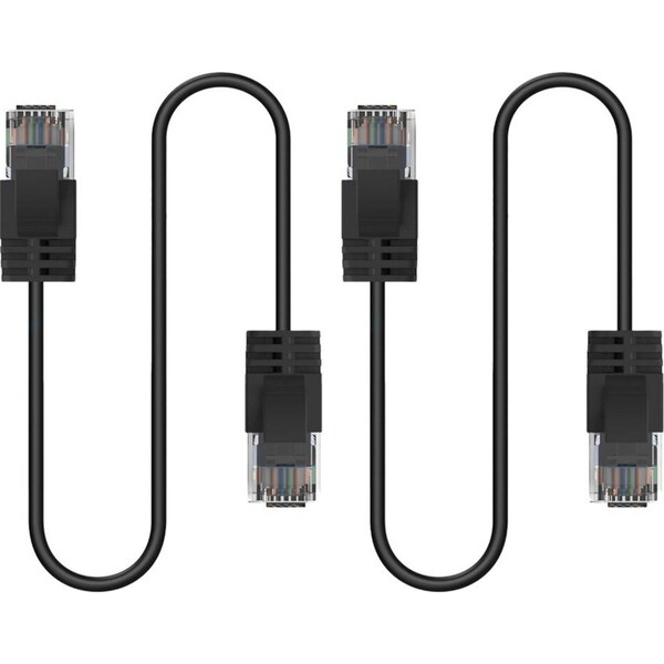 2x Cruxtec Ultra-Thin CAT6A U/UTP Ethernet Compact LAN Cable Cord 10m Black