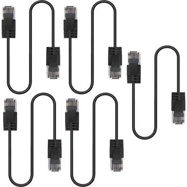 5x Cruxtec Ultra-Thin CAT6A U/UTP Ethernet Compact LAN Cable Cord 0.3m Black