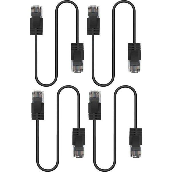 4x Cruxtec Ultra-Thin CAT6A U/UTP Ethernet Compact LAN Cable Cord 2m Black