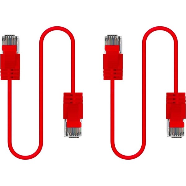 2x Cruxtec Universal Ultra-Thin CAT6A U/UTP Ethernet LAN Cable Cord 20m Red