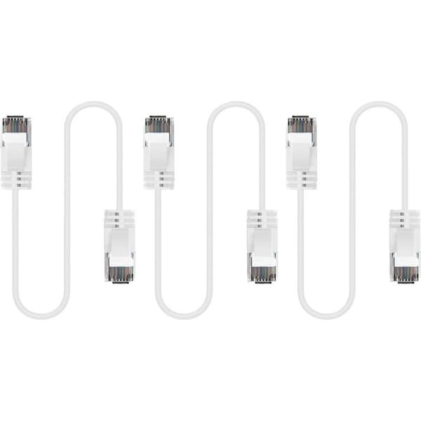 3x Cruxtec Ultra-Thin CAT6A U/UTP Ethernet Compact LAN Cable Cord 5m White
