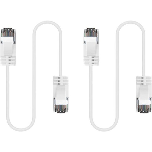2x Cruxtec Ultra-Thin CAT6A U/UTP Ethernet Compact LAN Cable Cord 10m White