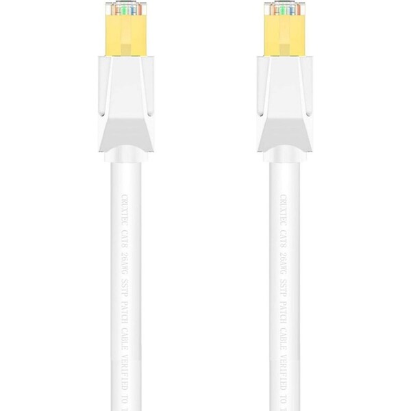 2x Cruxtec CAT8 40GbE SF/FTP Triple Shielding PoE Ethernet Cable 5m White