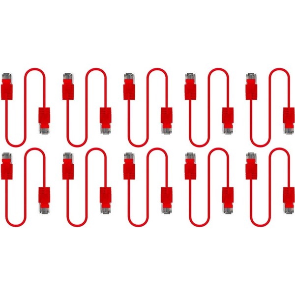 10x Cruxtec Universal Ultra-Thin CAT6A U/UTP Ethernet LAN Cable Cord 0.5m Red