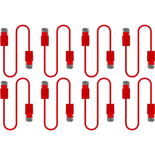 8x Cruxtec Universal Ultra-Thin CAT6A U/UTP Ethernet LAN Cable Cord 3m Red
