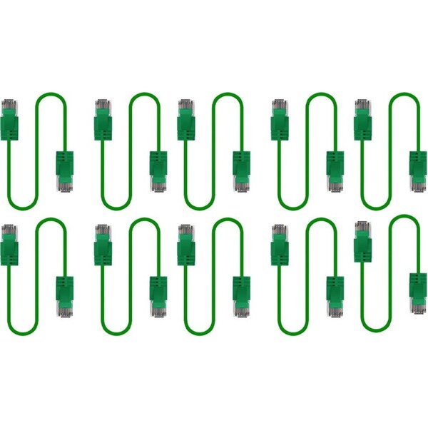 10x Cruxtec Universal Ultra-Thin CAT6A U/UTP Ethernet LAN Cable 0.3m Green