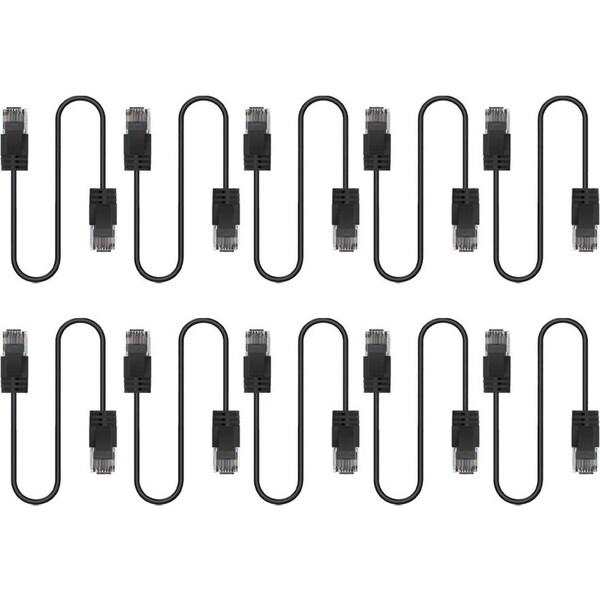10x Cruxtec Ultra-Thin CAT6A U/UTP Ethernet Compact LAN Cable Cord 1m Black