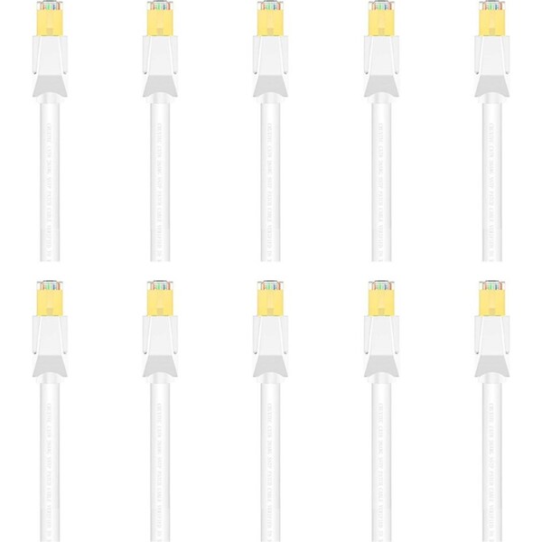 10x Cruxtec CAT8 40GbE SF/FTP Triple Shielding PoE Ethernet Cable 30cm White