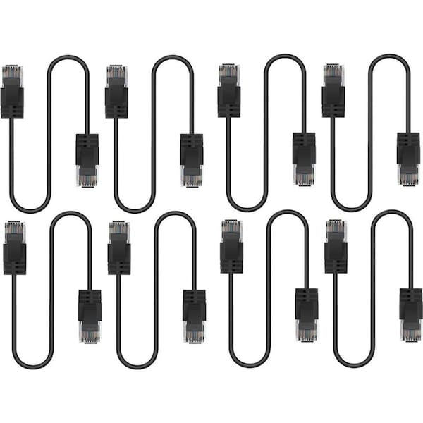 8x Cruxtec Ultra-Thin CAT6A U/UTP Ethernet Compact LAN Cable Cord 3m Black