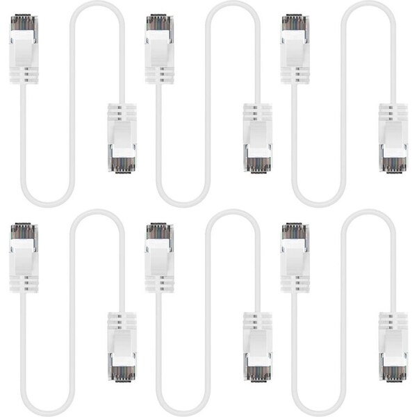6x Cruxtec Ultra-Thin CAT6A U/UTP Ethernet Compact LAN Cable Cord 5m White