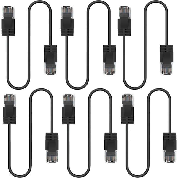 6x Cruxtec Ultra-Thin CAT6A U/UTP Ethernet Compact LAN Cable Cord 5m Black
