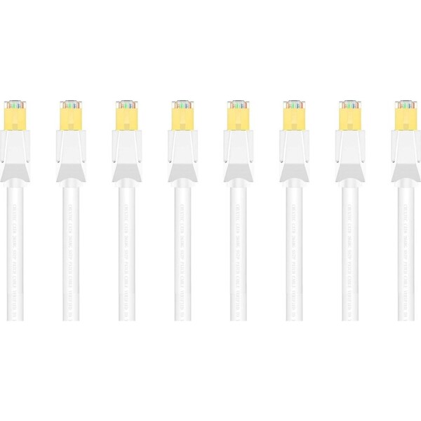 8x Cruxtec CAT8 40GbE SF/FTP Triple Shielding PoE Ethernet Cable 1m White