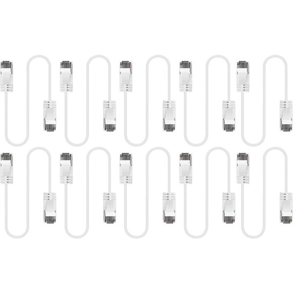 10x Cruxtec Ultra-Thin CAT6A U/UTP Ethernet Compact LAN Cable Cord 1m White