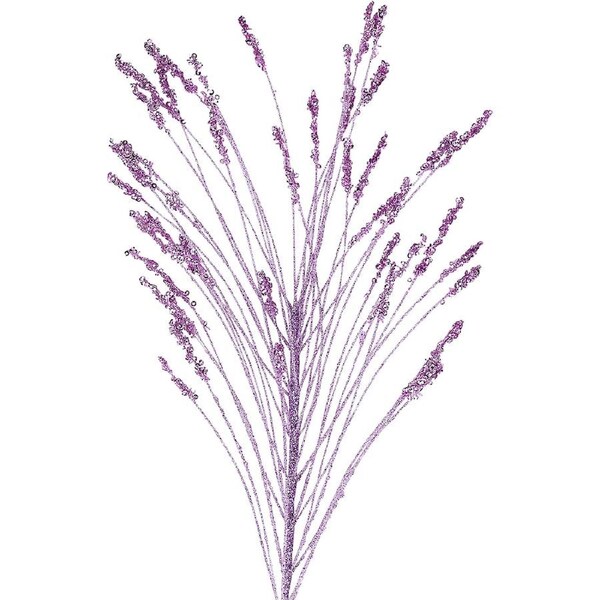 63cm Light Orchid Lavender With Glitter & Sequins Long Christmas Stem