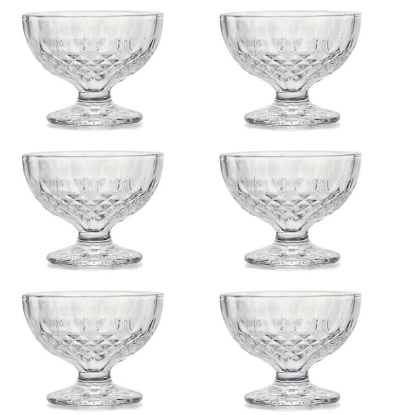 6Pcs Glass Dessert Bowls Lead-Free Footed Ice Cream Cups Fruit Parfait Cups