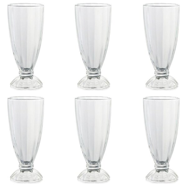 6Pcs Milkshake Glasses Clear Soda Sundae Dessert Glasses Footed Ice Cream Cups
