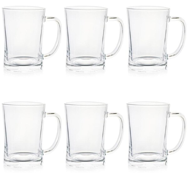 6Pcs Extra Large Glass Beer Mugs Heavy Duty Thick Clear Beer Glass Steins With Handle Hot Cold Beverage Glassware For Beer Juice Coke Milkshake