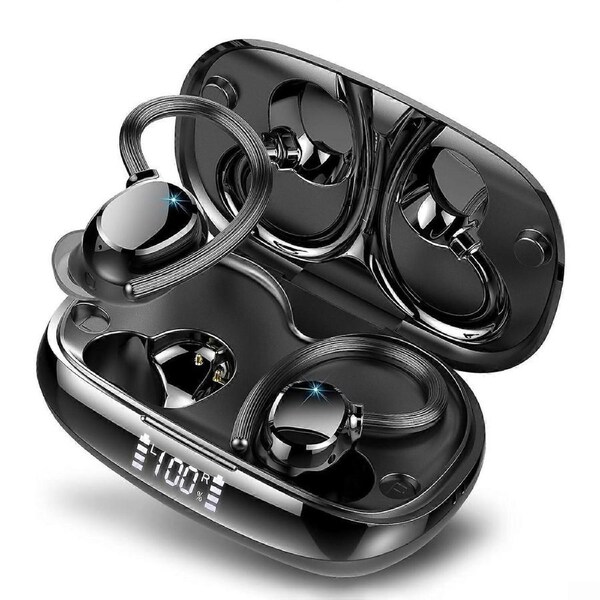 Q61 Wireless 5.3 Earbuds with Ear Hook Dual LED Dispaly Waterproof Comfy Fit Hifi Headphones