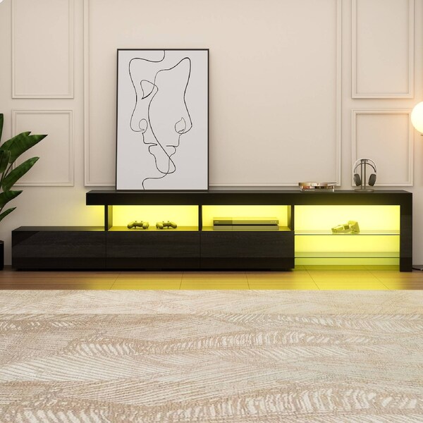 ALFORDSON TV Stand 220cm Entertainment Unit LED Black