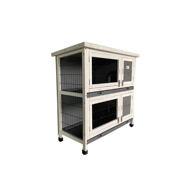 YES4PETS Grey Large Double Storey Rabbit Hutch Guinea Pig Ferret Cage