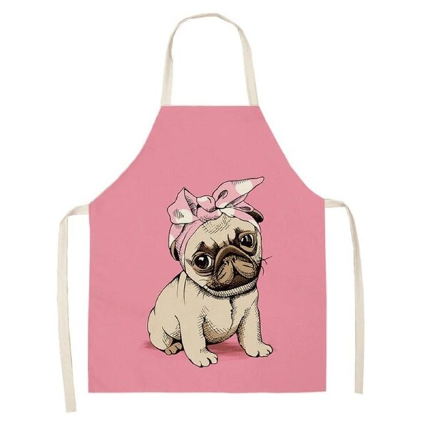 Nevenka Animal Print Linen Apron for Cooking Gardenin-A1 38X47CM