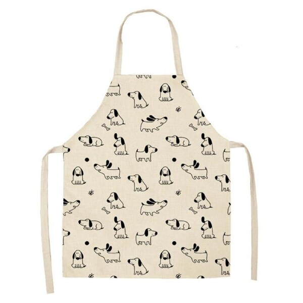 Nevenka Animal Print Linen Apron for Cooking Gardenin-A21 55X68CM