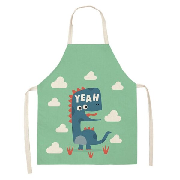 Nevenka Cartoon Dinosaur Linen Apron For Cooking Baking Crafting-A1 55X68CM