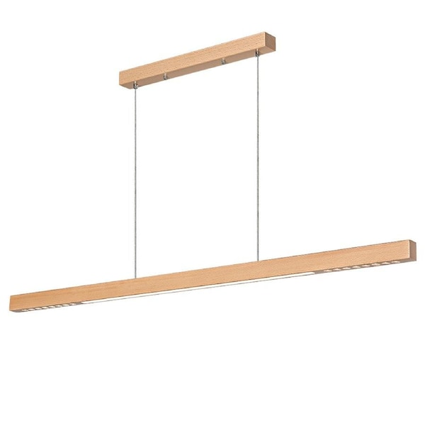 Krear 150cm Linear Pendant Light Beech Wood Led Kitchen Benchtop Drop Lights
