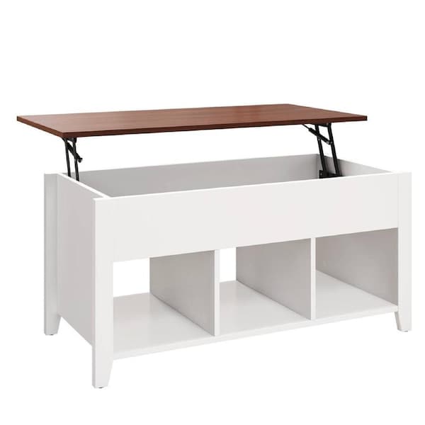 Giantex Coffee Table Lift Up Center Table w/3 Open Cubes Sofa Cocktail Side Table White