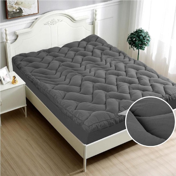 Ramesses 1000GSM Charcoal Mattress Topper Double