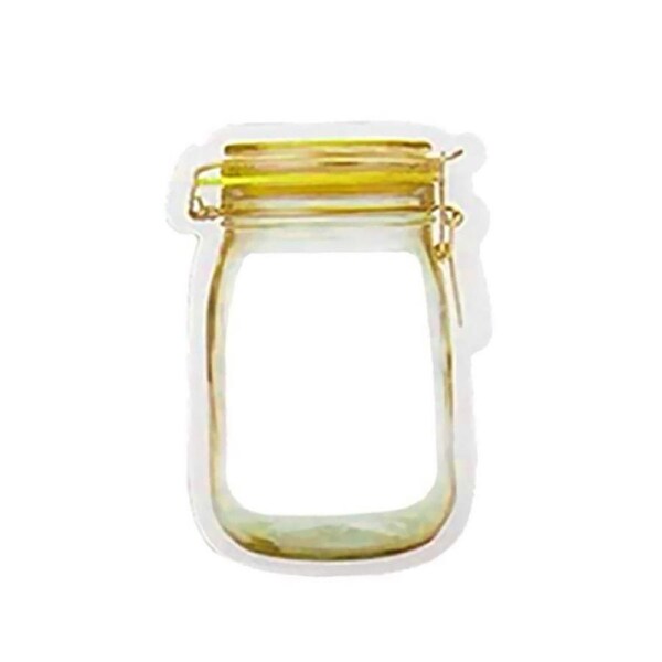 5pcs Mason Jar Style Pack Food Washable Storage Bags PE Reusable Bag Stand Pouch, 3 Sizes Small