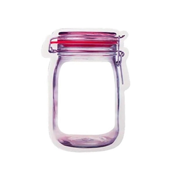 5pcs Mason Jar Style Pack Food Washable Storage Bags PE Reusable Bag Stand Pouch, 3 Sizes Medium