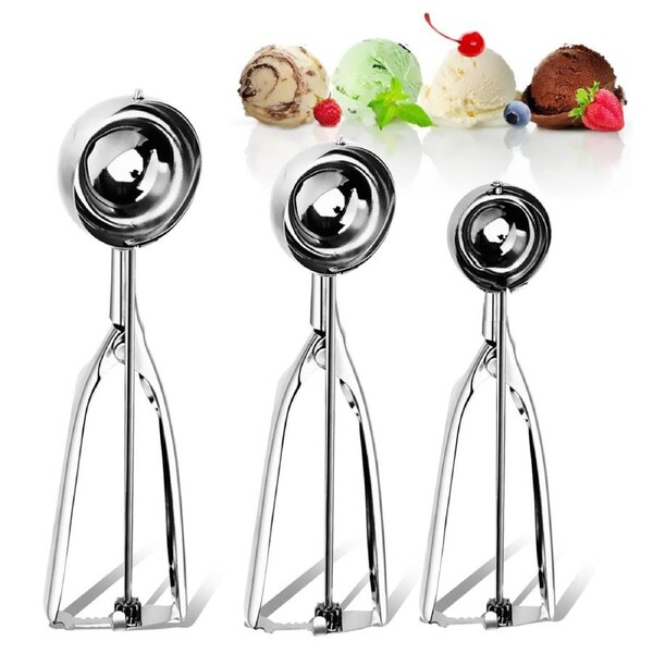 Stainless Steel Ice Cream Scoop Spoon Melon Baller Cookie Mash Muffin Spoon (3 Sizes) 4cm