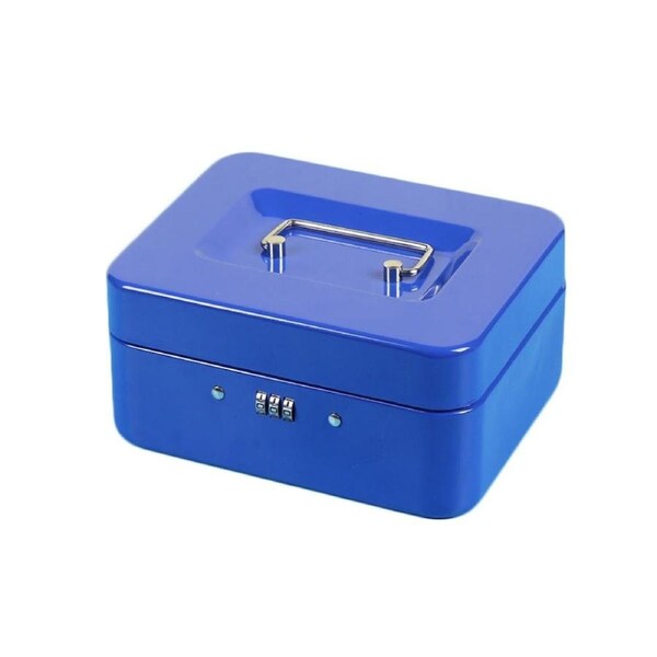 Lockable Cash Box Deposit Slot Petty Cash Money Box Safe Code Lock Combination Lock Gift(5 Sizes, 4 Colours) Medium(20x16x9cm) / Blue