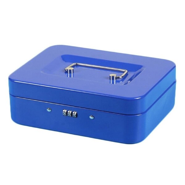 Lockable Cash Box Deposit Slot Petty Cash Money Box Safe Code Lock Combination Lock Gift(5 Sizes, 4 Colours) Large(25x20x9cm) / Blue