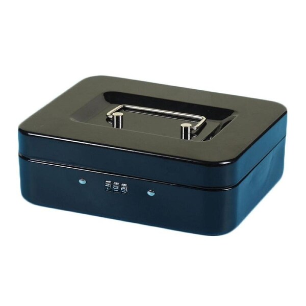 Lockable Cash Box Deposit Slot Petty Cash Money Box Safe Code Lock Combination Lock Gift(5 Sizes, 4 Colours) Large(25x20x9cm) / Black