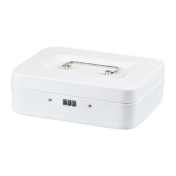 Lockable Cash Box Deposit Slot Petty Cash Money Box Safe Code Lock Combination Lock Gift(5 Sizes, 4 Colours) Extra Large(30x24x9cm) / White