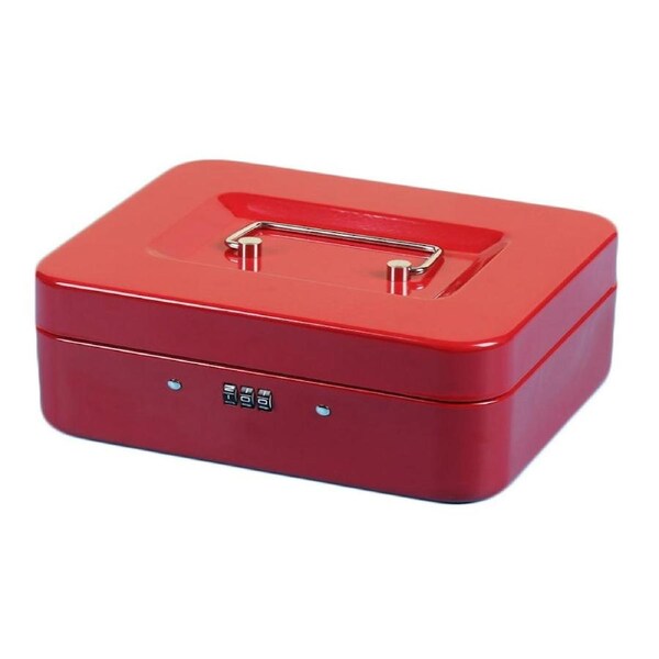 Lockable Cash Box Deposit Slot Petty Cash Money Box Safe Code Lock Combination Lock Gift(5 Sizes, 4 Colours) Extra Large(30x24x9cm) / Red